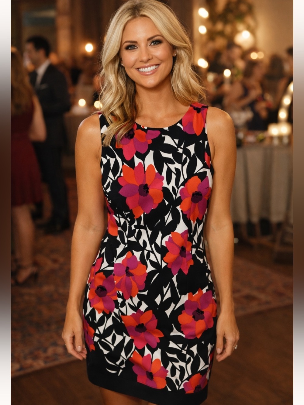 AGB Women's sleeveless floral print sheath dress size 12P
